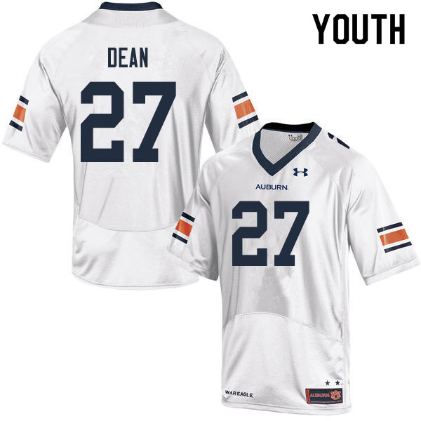 Auburn Tigers Youth Tanner Dean #27 White Under Armour Stitched College 2019 NCAA Authentic Football Jersey SFD5474QN